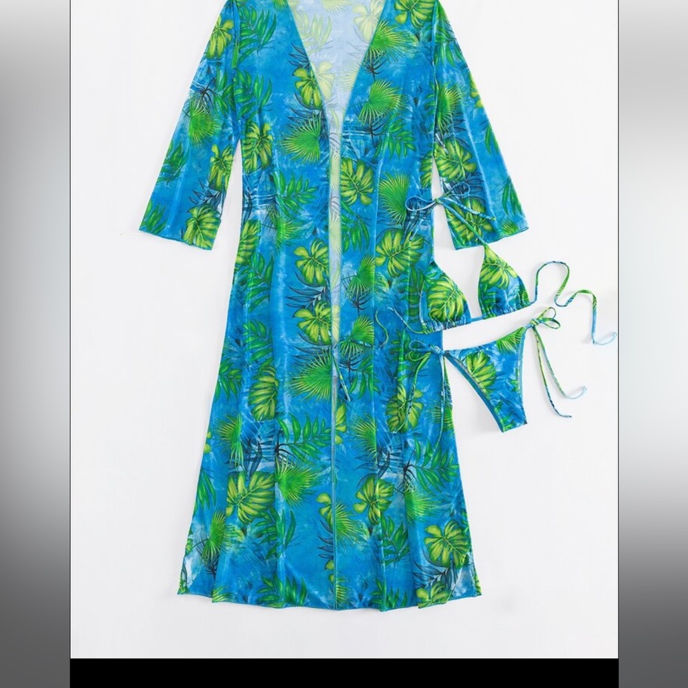Three piece bikini with cover up